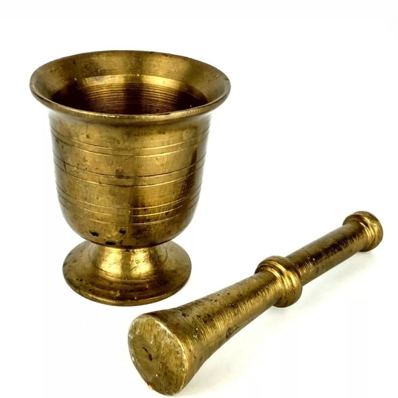 Vintage Brass Mortar and Pestle Chalice Apothecary - Picture 3 of 7